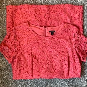 Ann Taylor Coral Lace Midi Dress